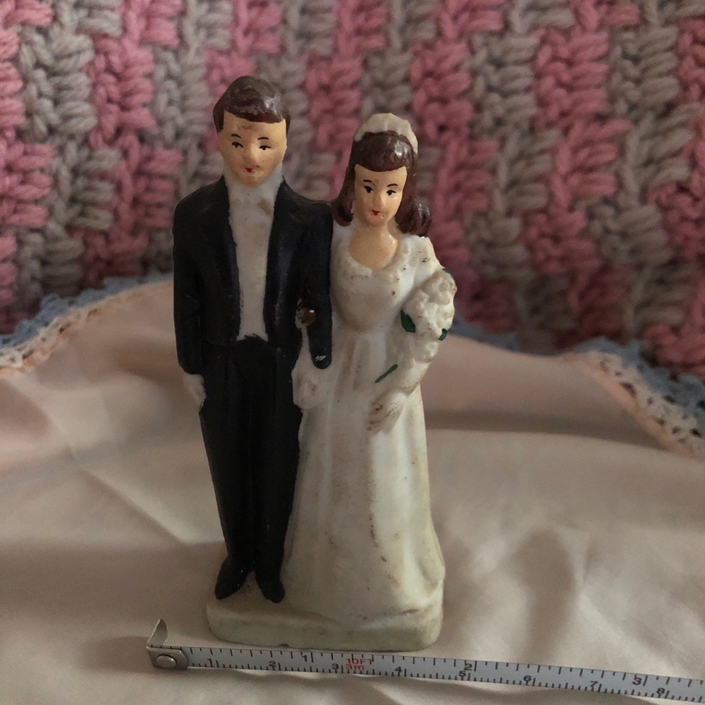 Classic Bride and Groom Wedding Cake Topper - White and Black